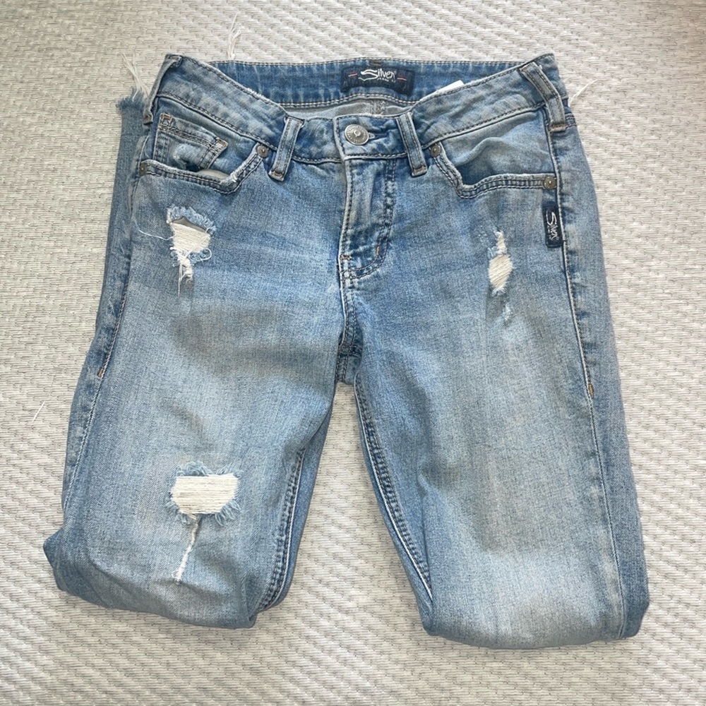 Silver distressed jeans